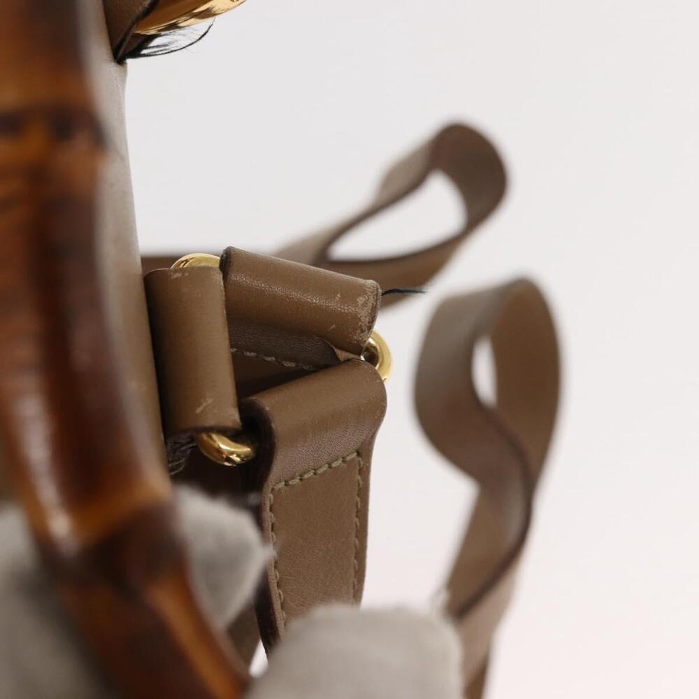 GUCCI Bamboo Backpack Leather Beige Gold 003 3444 0030 Auth ep11512 - Picture 15 of 16